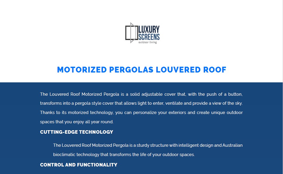 motorized pergola louvered roof